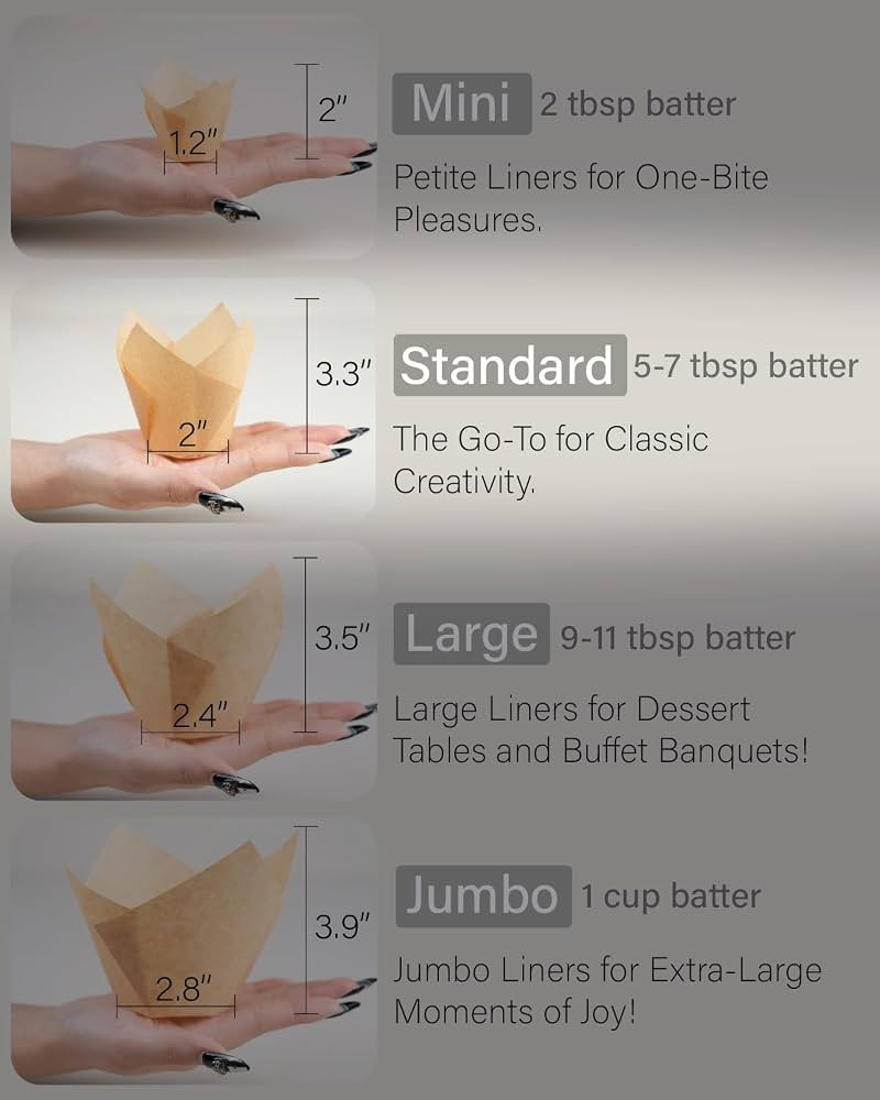 200pcs Natural Tulip Cupcake Liners for Baking Cups Unbleached European Parchment paper Tulip Muf... | Amazon (US)