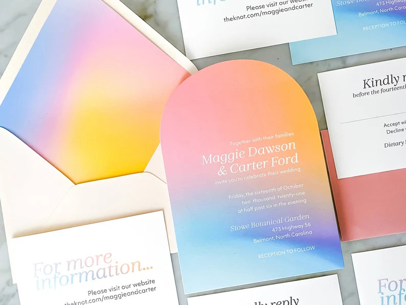 Holographic Arched Wedding Invitation Suite 4-PC | Etsy | Etsy (US)
