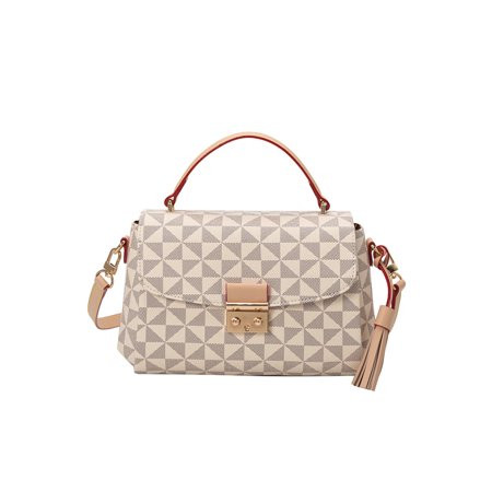 OMYGOD-TY Womens Tote Handbag Checkered Bag with Tassel Fashion Ladies Crossbody Shoulder Bag Adjust | Walmart (US)