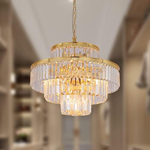 GMlixin Modern Crystal Chandelier Light Pendant Ceiling Lamp 4-Tier Chandeliers Lighting Fixture ... | Amazon (US)