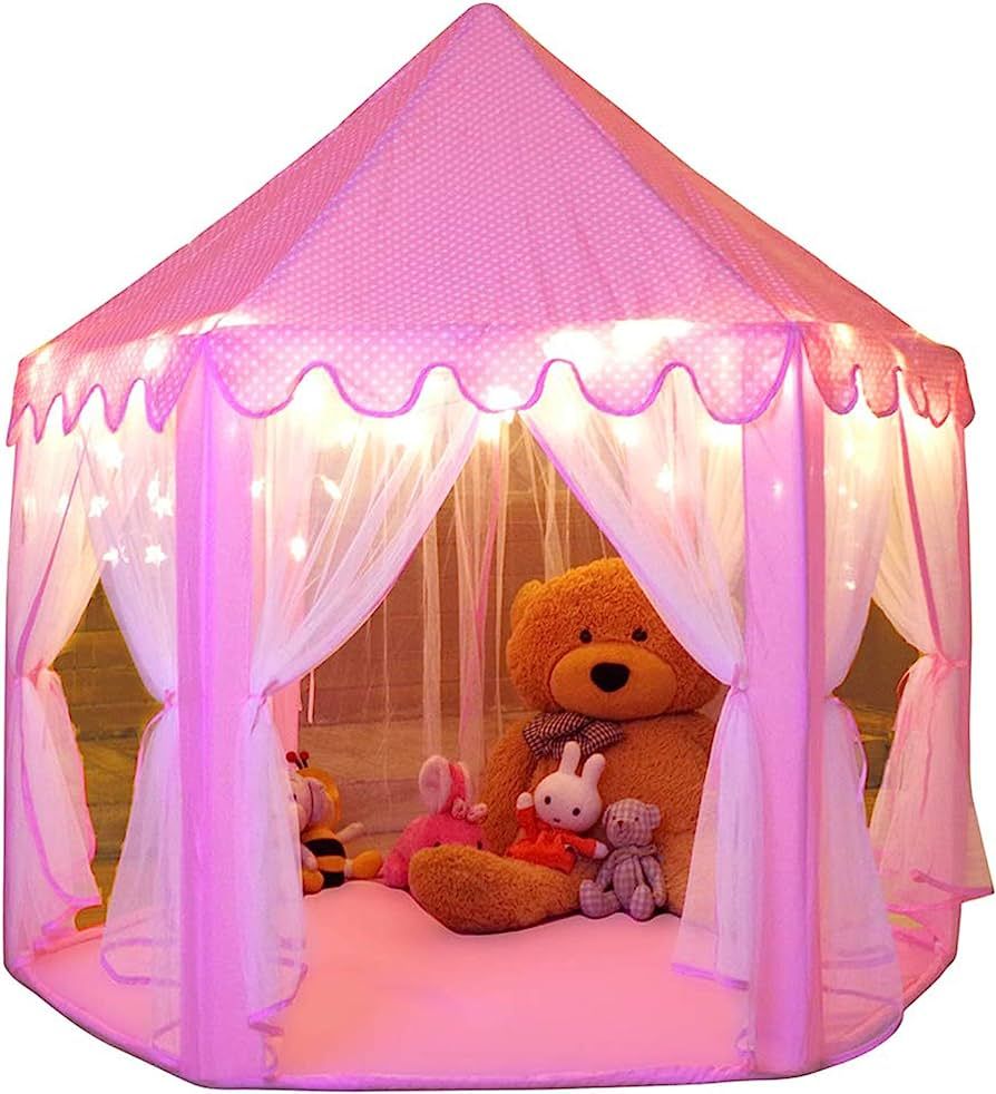 Monobeach Princess Tent Girls Large Playhouse Kids Castle Play Tent with Star Lights Toy for Chil... | Amazon (US)