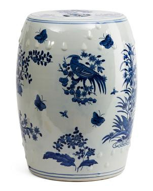 13x17 Porcelain Floral Birds Motif Stool Plantstand | TJ Maxx
