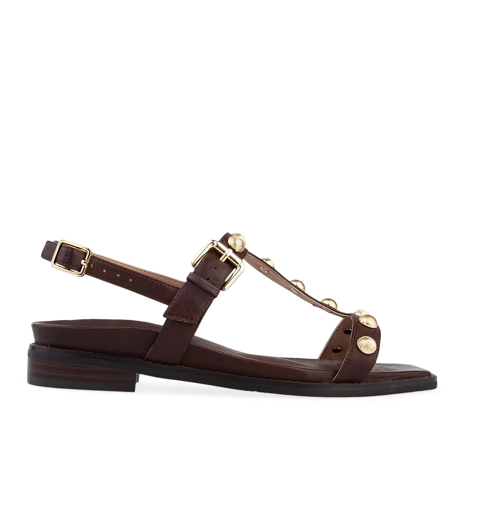 Mocha Leather Flat Sandals | Bared Footwear