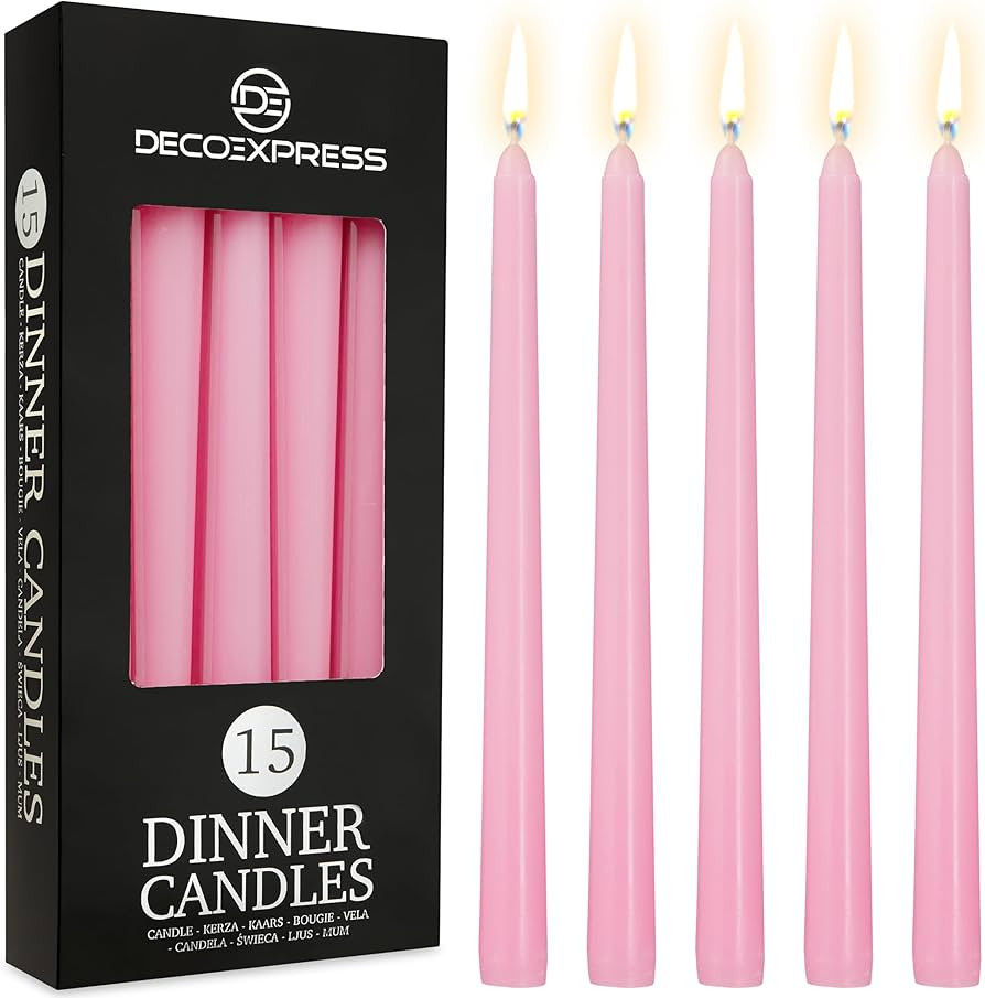 DECO EXPRESS Candles Set, Pack of 15 Classic Dripless Tapered Metallic Dinner Candles, Unscented ... | Amazon (UK)