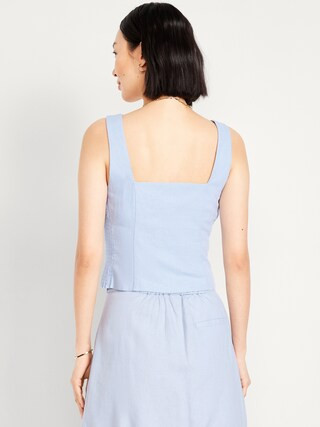 Button-Front Linen-Blend Vest | Old Navy (US)