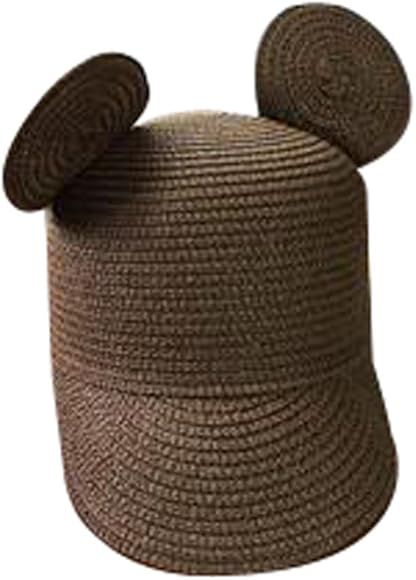 Kids Straw Peaked Cap Mickey Ear Breathable Sun Protection Visor Hat | Amazon (US)