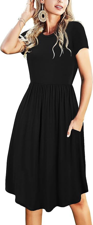 Simier Fariry Womens Modest Teacher Midi Casual Dress with Pockets | Amazon (US)