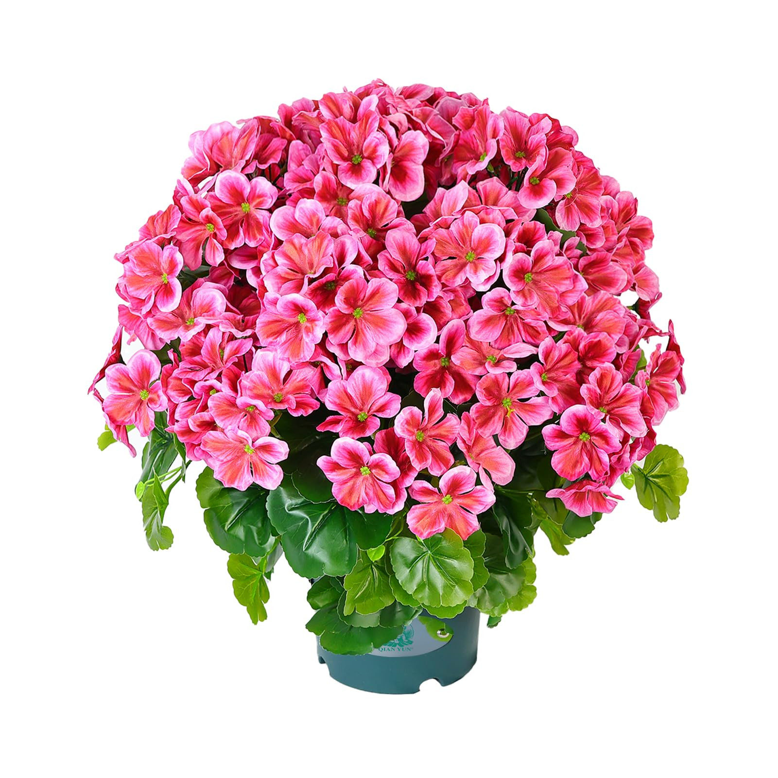 Geraniums Artificial Flowers Realistic – 1 Pack 18" Potted Faux Geranium Plants Deep Pink, UV R... | Amazon (US)