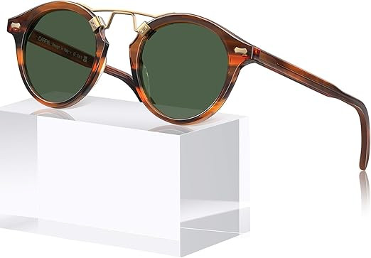 CARFIA Small Face Acetate Polarized Sunglasses for Women UV Protection, Retro Double Bridge Eyewe... | Amazon (US)