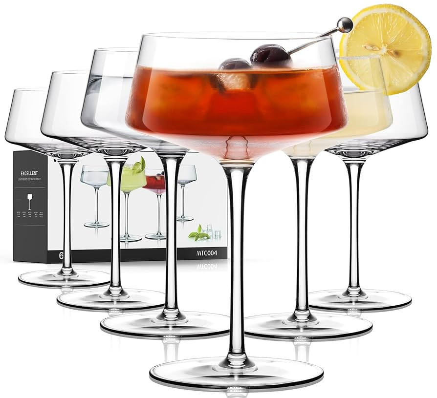 Coupe Glasses Set of 6, Martini Glasses Hand Blown Premium Crystal Cocktail Glassware for Manhatt... | Amazon (US)