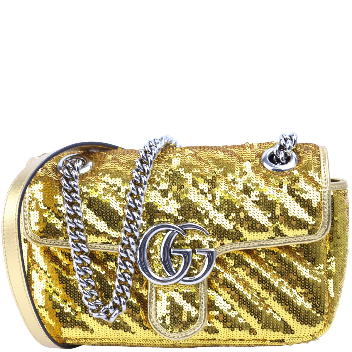 443497 Marmont Shoulder Small Flap Sequin Gold | Keeks Designer Handbags
