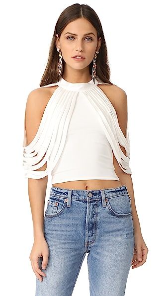 alice + olivia Bree Dree Shoulder Crop Top | Shopbop