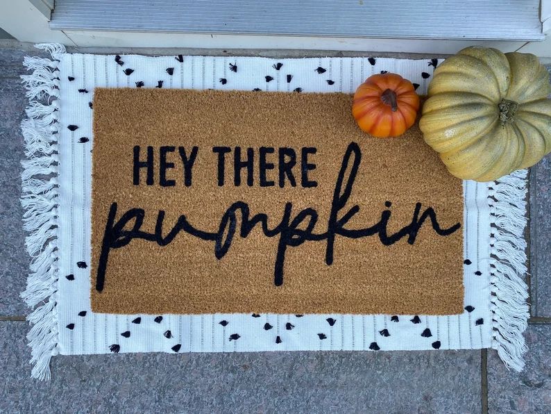 Hey there pumpkin doormat, Halloween doormat, fall doormat, pumpkin doormat, boo, autumn doormat ... | Etsy (US)