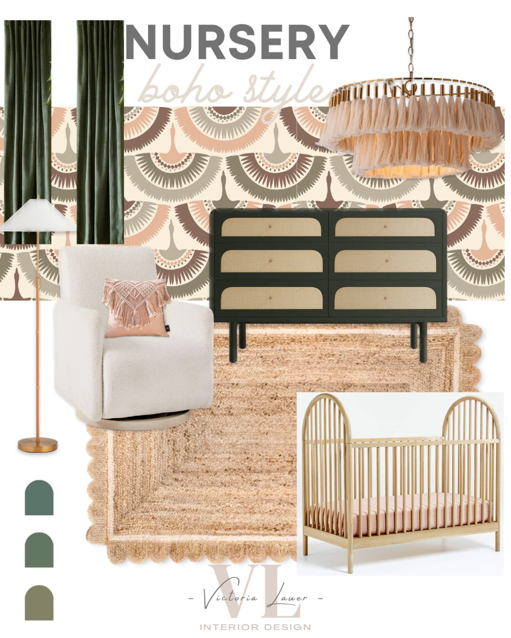 Boho nursery. Girl nursery. LTK home. Arched cribs. Green. Moody. Nursery design

#LTKstyletip #LTKhome #LTKFind