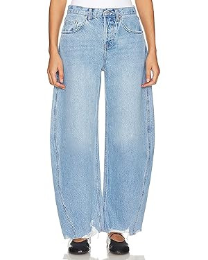 Barrel Jeans Women Trendy Baggy High Waisted Wide Leg Cropped Stretch Ankle Ripped Horseshoes Den... | Amazon (US)