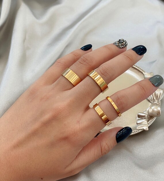 Gold Band Ring,Gold Stacking Ring,Gold Band for Man,Thick Ring,Thin Ring,Simple Gold Ring,Couple ... | Etsy (US)