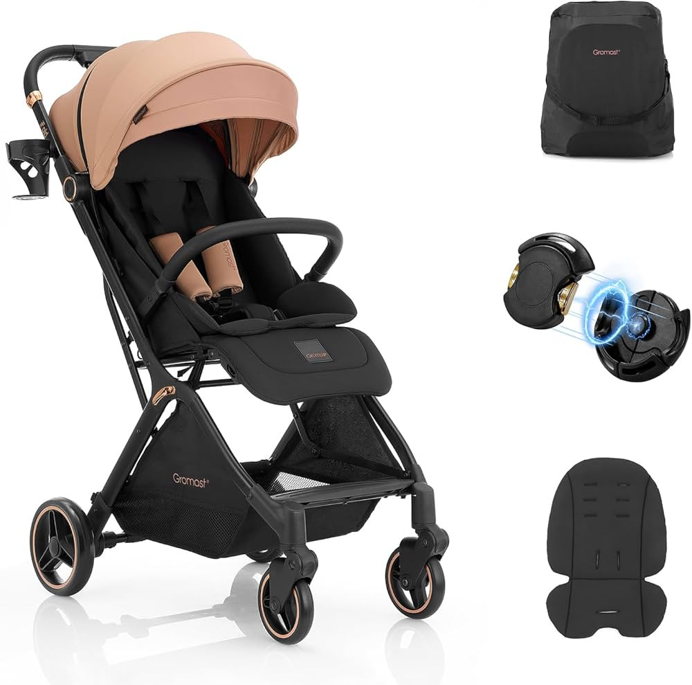 Gravity Folding Baby Stroller - Portable Travel Toddler Stroller w/Adjustable Backrest & Canopy, ... | Amazon (US)