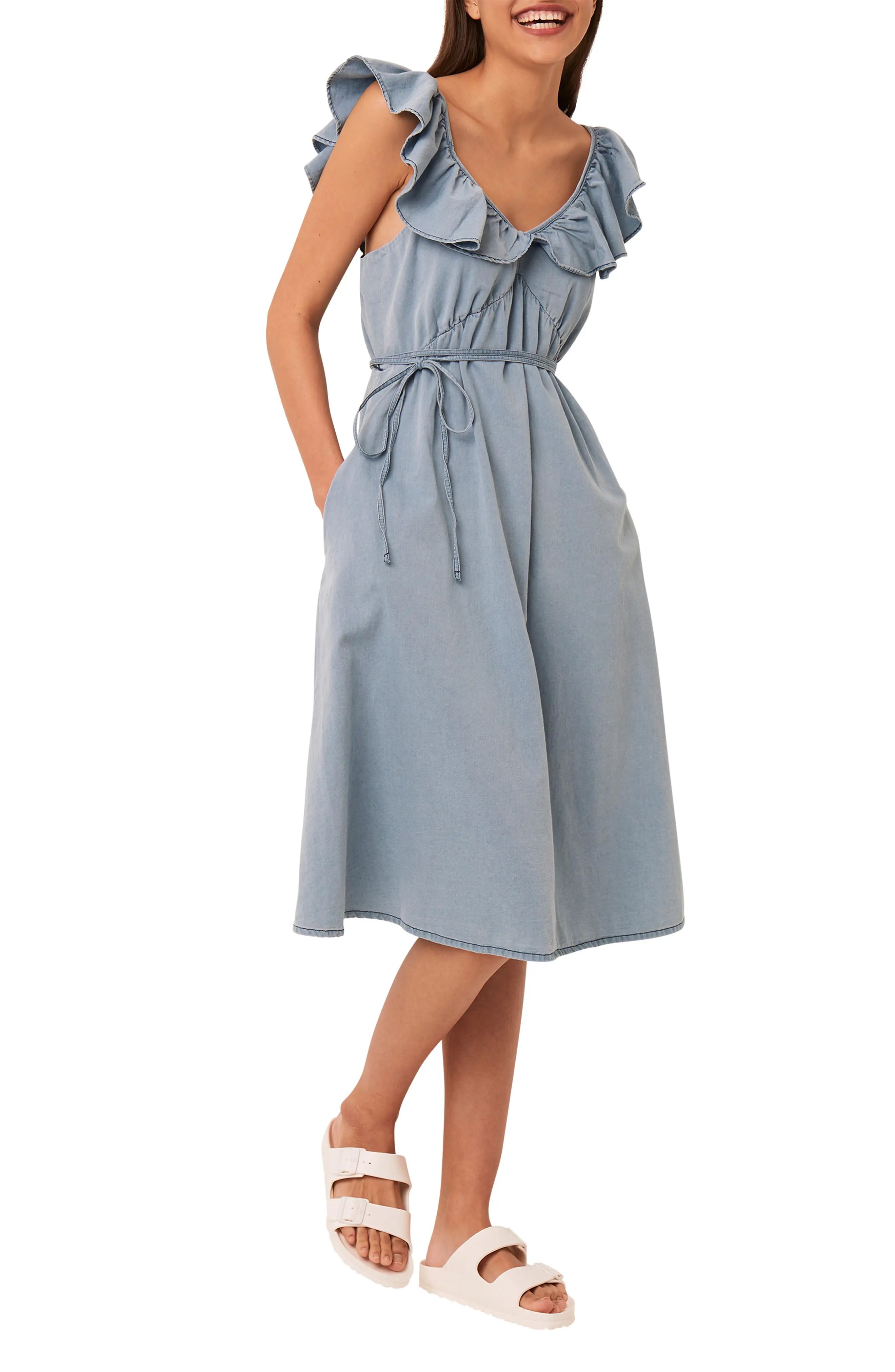 Women's French Connection Sisay Chambray Dress, Size 8 - Blue | Nordstrom