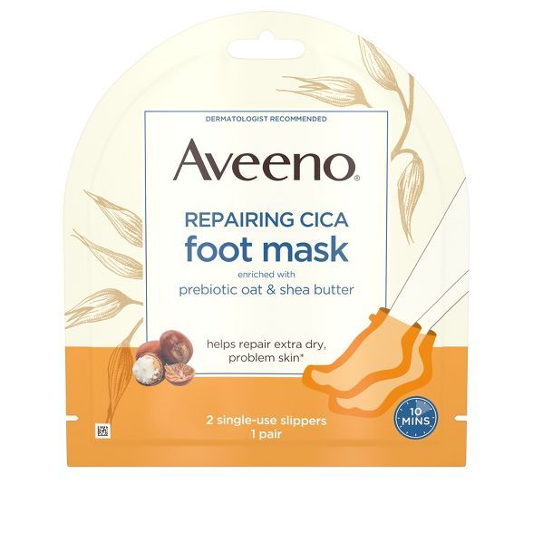 Aveeno Repairing Cica Foot Mask with Oat and Shea Butter - 1ct | Target
