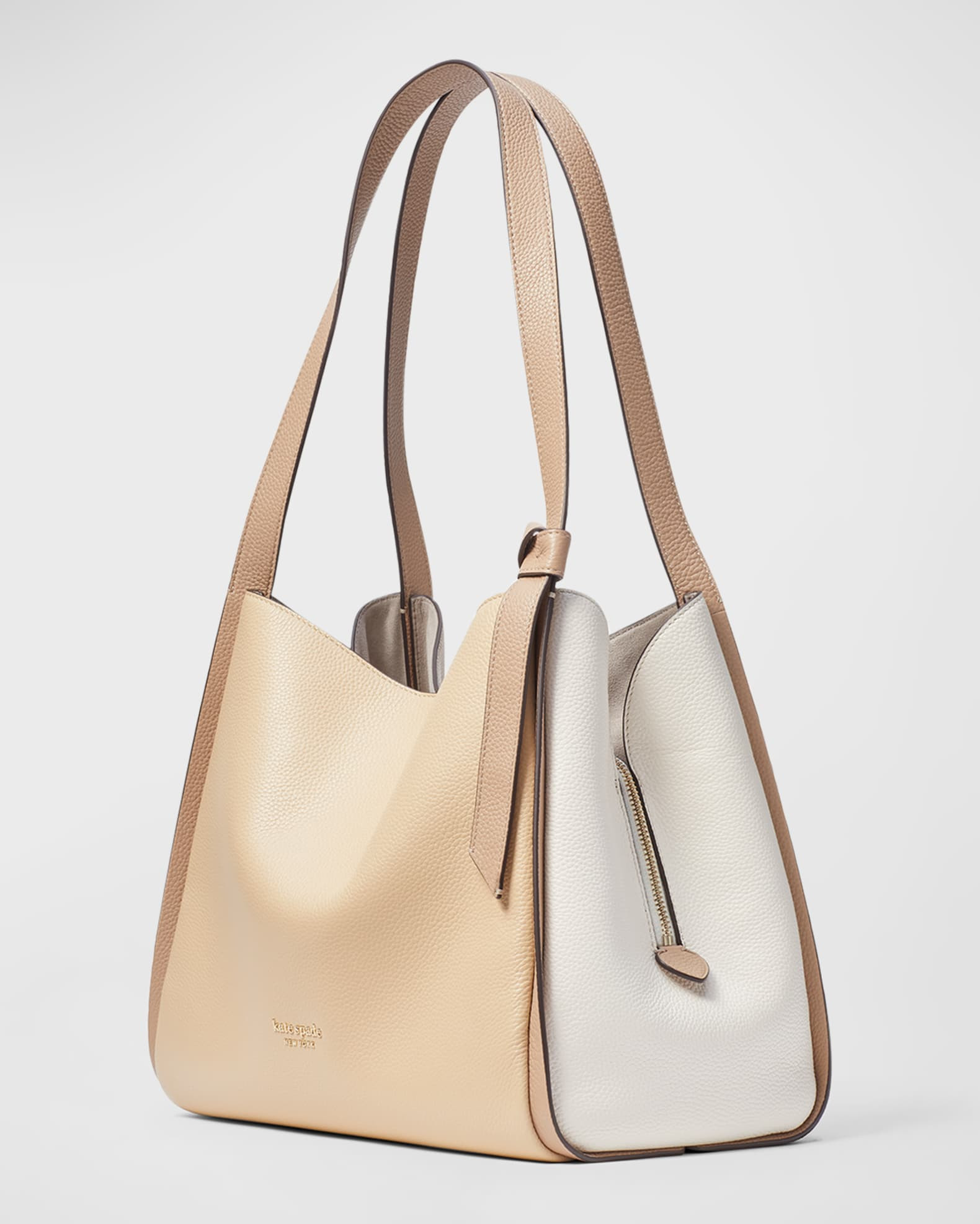 kate spade new york knott large colorblock pebbled leather shoulder bag | Neiman Marcus