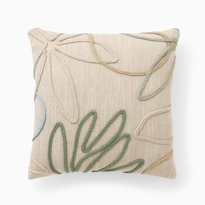 Outdoor Linework Floral Pillow | West Elm (US)