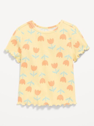 Printed Short-Sleeve Lettuce-Edge T-Shirt for Toddler Girls | Old Navy (US)