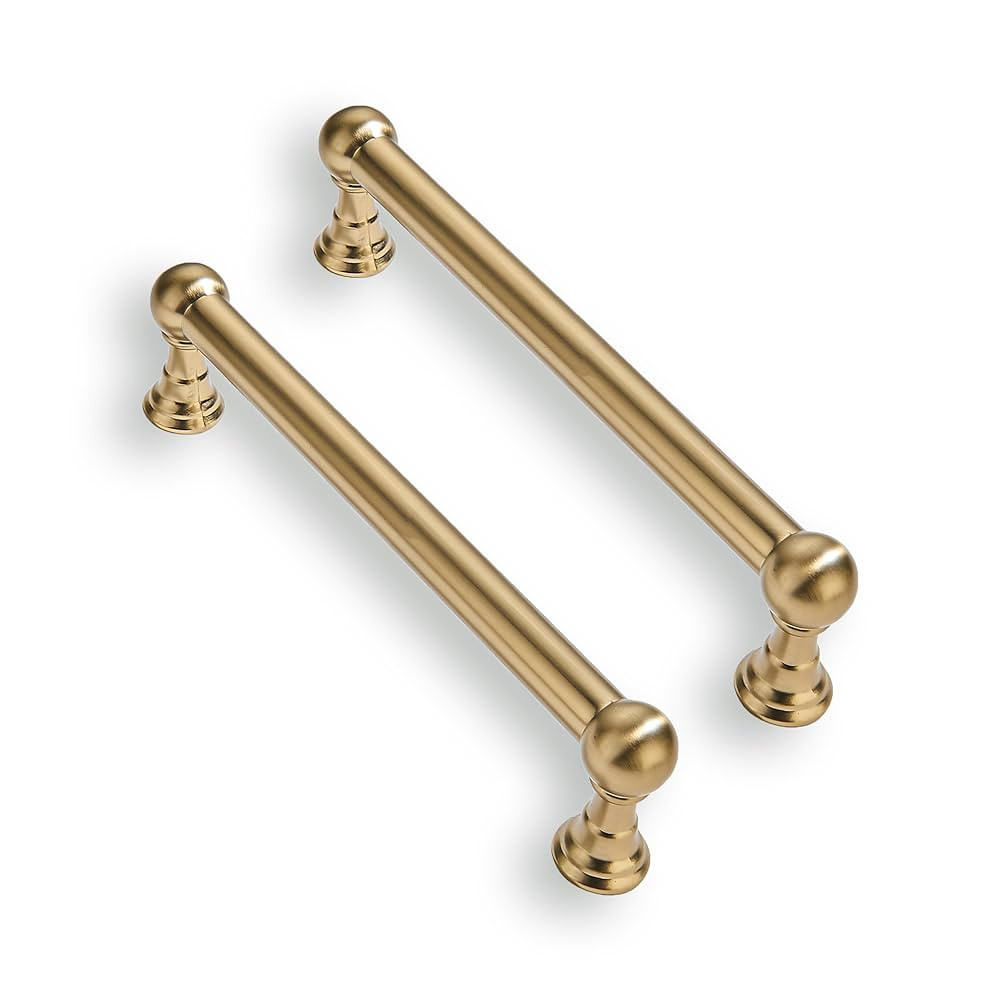10 Pack 5 Inch Solid Kitchen Cabinet Handles Brushed Gold Heavy Duty Cabinet Pulls Satin Brass Dr... | Amazon (US)