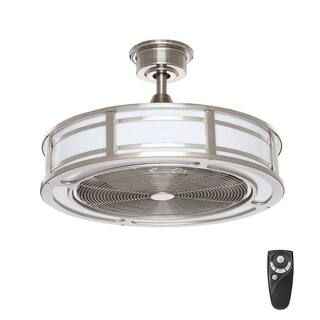 Brette II 23 in. LED Indoor/Outdoor Brushed Nickel Ceiling Fan with Light and Remote Control | The Home Depot