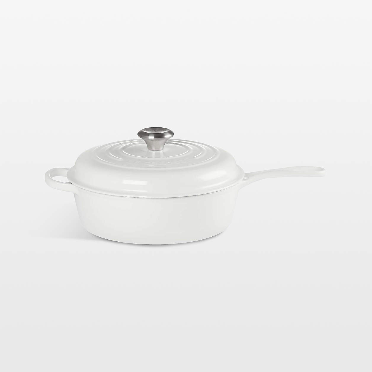 Le Creuset Signature 3.75-Qt. White Enameled Cast Iron Cassadou + Reviews | Crate & Barrel | Crate & Barrel
