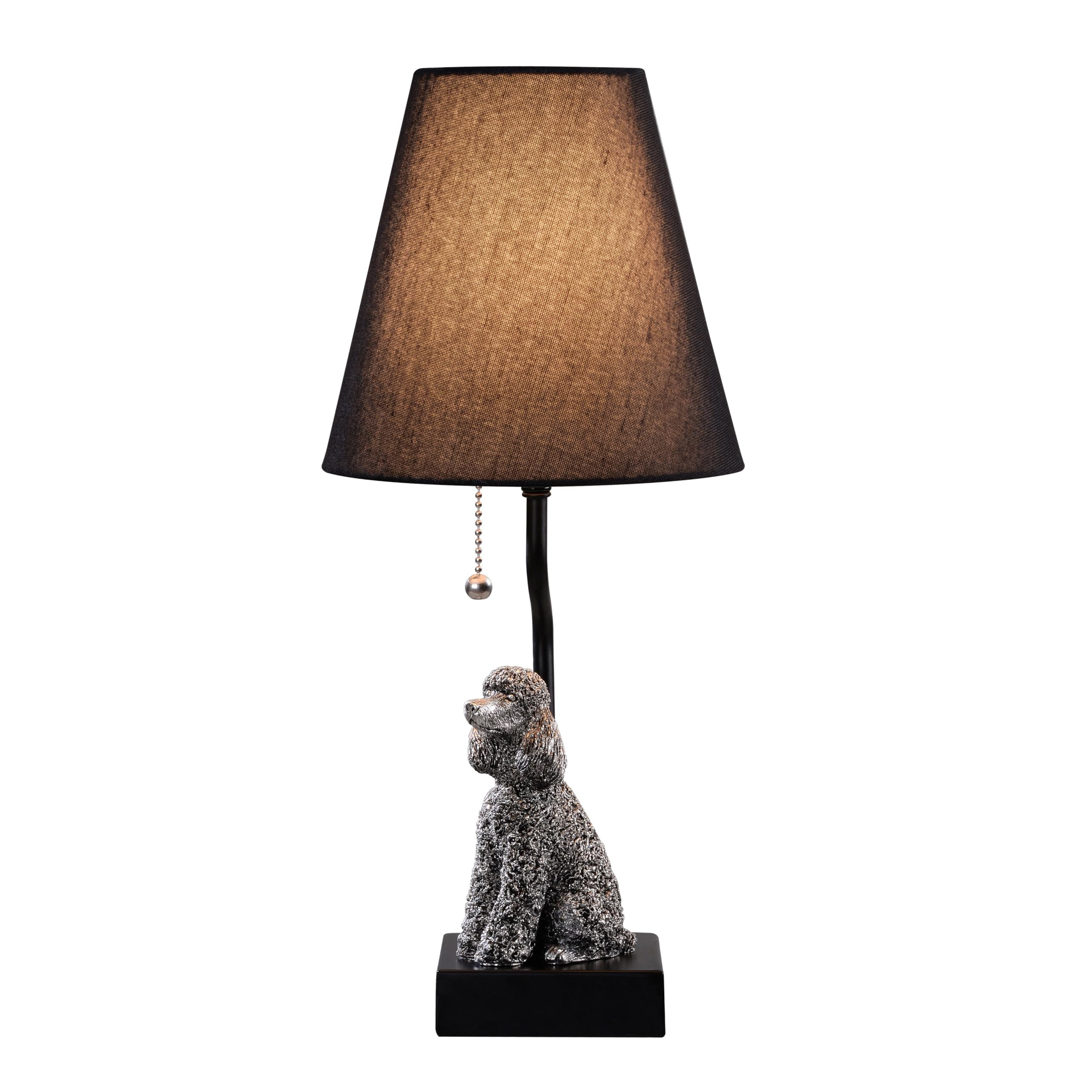 Portable Poodle Table Lamp with USB-C & USB-A Charging Ports, Black Fabric Shade & Dog Figurine B... | Amazon (US)