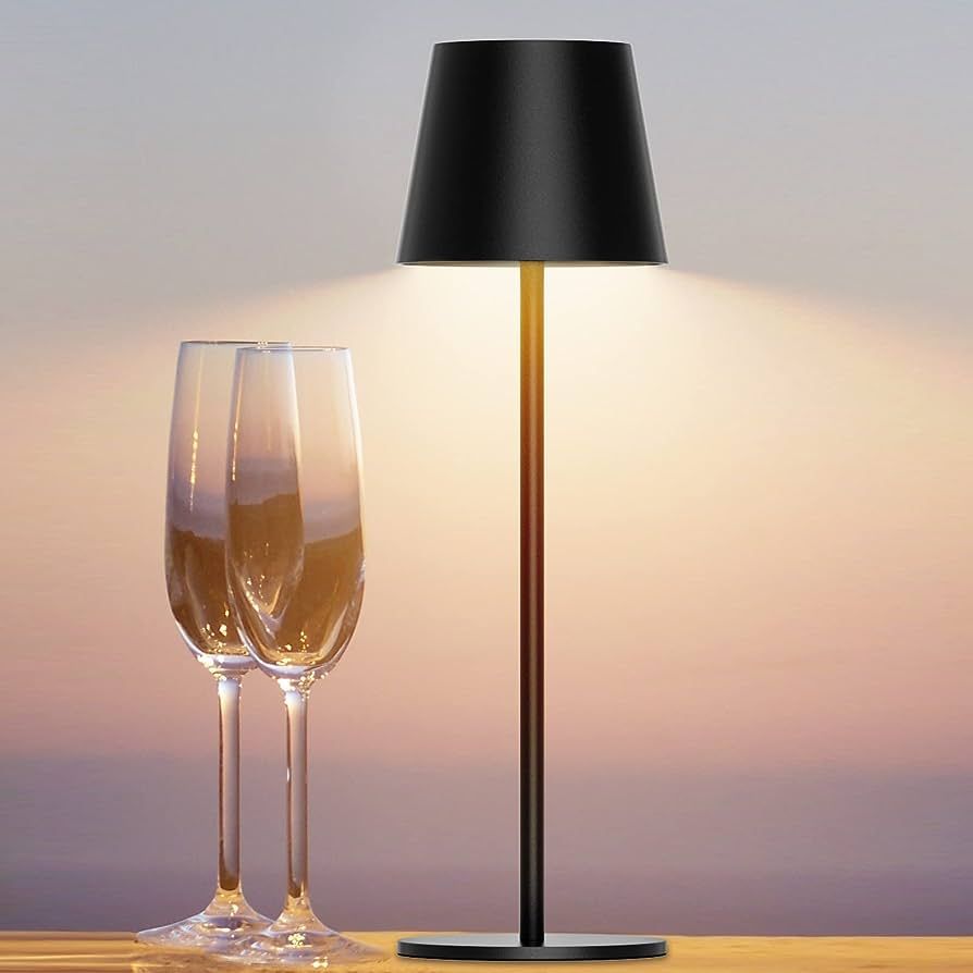 Ralbay 1 Pack Black LED Cordless Table Lamp, 5000mAh Rechargeable Battery Lamp, Stepless Brightne... | Amazon (US)