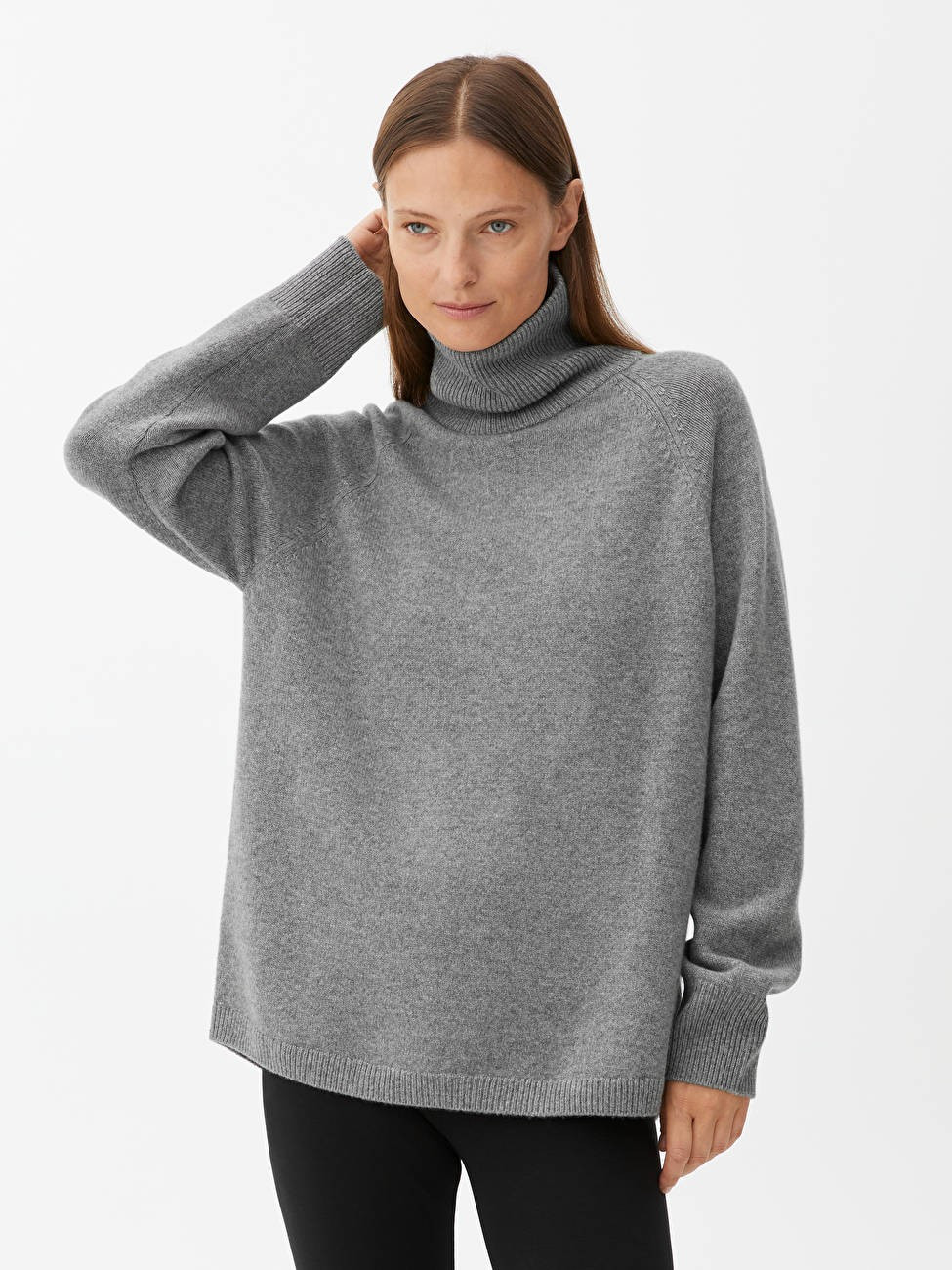 Raglan-Sleeve Cashmere Roll-Neck Jumper - Grey - Knitwear - ARKET GB | ARKET (US&UK)