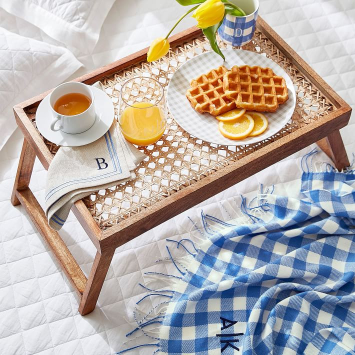 Mango Wood and Rattan Breakfast Tray | Mark and Graham