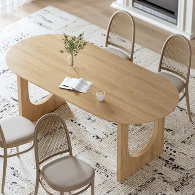 67" Soild Wood Dining Table with Oval Tabletop | Wayfair North America