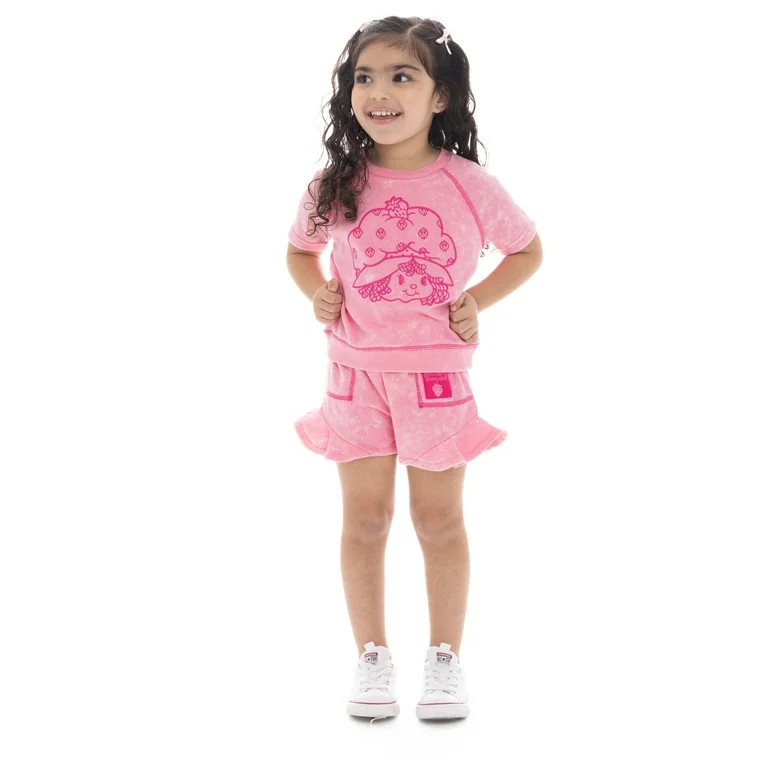 Strawberry Shortcake Toddler Girl Embroidered Graphic Top and Ruffle Shorts Set, 2-Piece, Sizes 1... | Walmart (US)