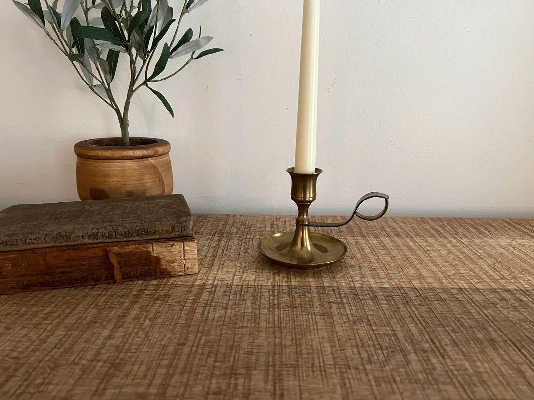 Vintage Brass Candlestick With Handle - Etsy | Etsy (US)