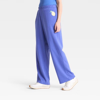 Women's Sunshine Lemons Graphic Pants - Blue | Target