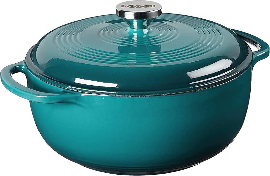 Lodge 4.5 Quart Enameled Cast Iron Dutch Oven with Lid – Dual Handles – Oven Safe up to 500°... | Amazon (US)