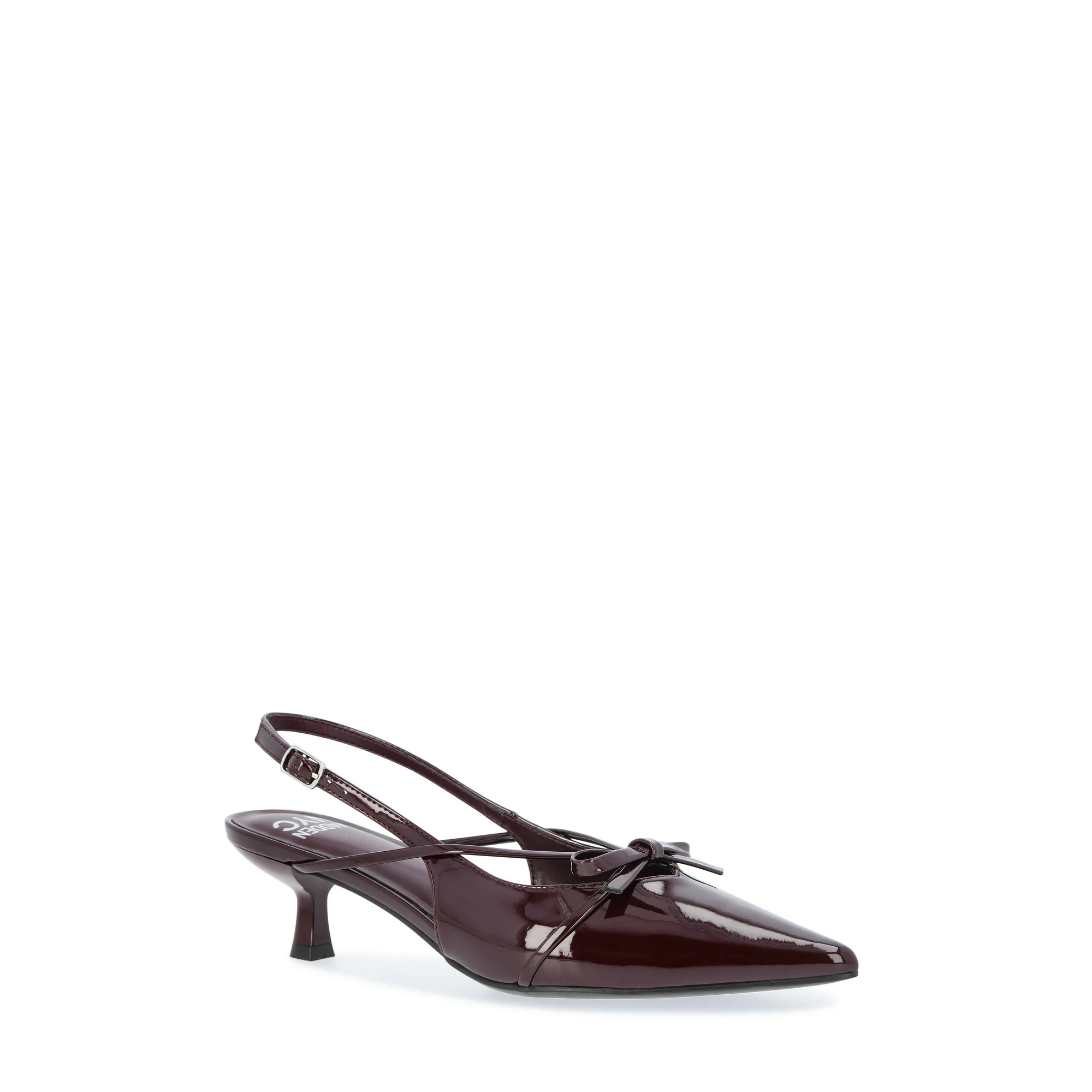 Madden NYC Women's Shiny Faux Leather Slingback Heels with Bow | Walmart (US)