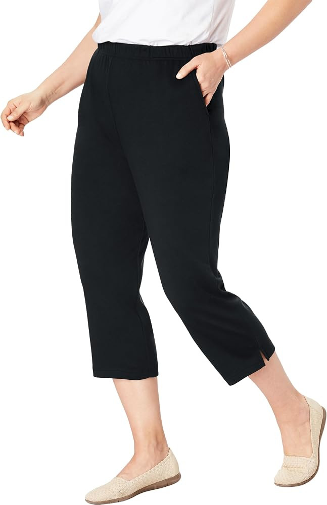 Woman Within Plus Size 7-Day Elastic-Waist Stretchy Knit Capri | Amazon (US)