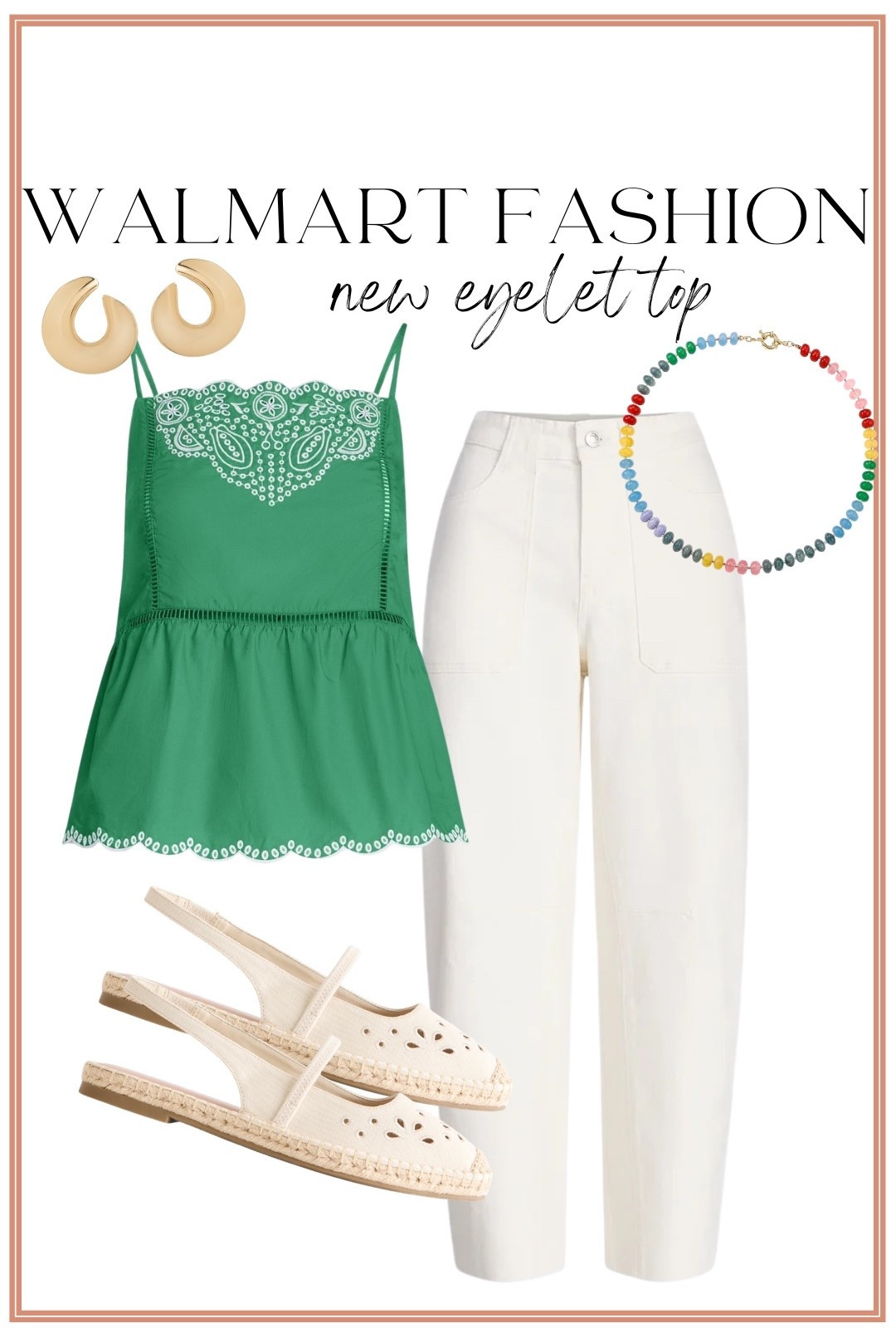 🚨 NEW Walmart fashion arrival alert! 🚨

This adorable eyelet top just dropped in the prettiest green shade and I couldn’t add it to my cart fast enough! 💚

The eyelet details, scalloped trim, and flattering peplum silhouette make this look so elevated while still feeling lightweight and easy to wear. Paired with white pants and neutral accessories, it’s the perfect outfit for everything from brunch to vacation to everyday summer style.

✨ Brand new color release
✨ Gorgeous eyelet details
✨ Scalloped hemline
✨ Lightweight and breathable
✨ Looks boutique-worthy for less

I am obsessed with this vibrant green for summer, and I have a feeling this one is going to be a fast seller! 💚

Linking everything from this look because every piece is so good—from the eyelet top to the white pants and those adorable slingback flats.

#WalmartFashion #WalmartFinds #WalmartStyle #WalmartNewArrivals #EyeletTop #GreenTop #SummerStyle #WalmartOutfit #AffordableFashion #OOTD #SummerOutfit #VacationStyle #ResortWear #BoutiqueStyle #FashionFinds #WomenFashion #WhitePants #SummerWardrobe #StyleInspiration #WalmartClothing #AffordableStyle #EverydayFashion #TrendingFashion #FashionOver40 #PetiteFashion

#LTKootd #LTKPetite