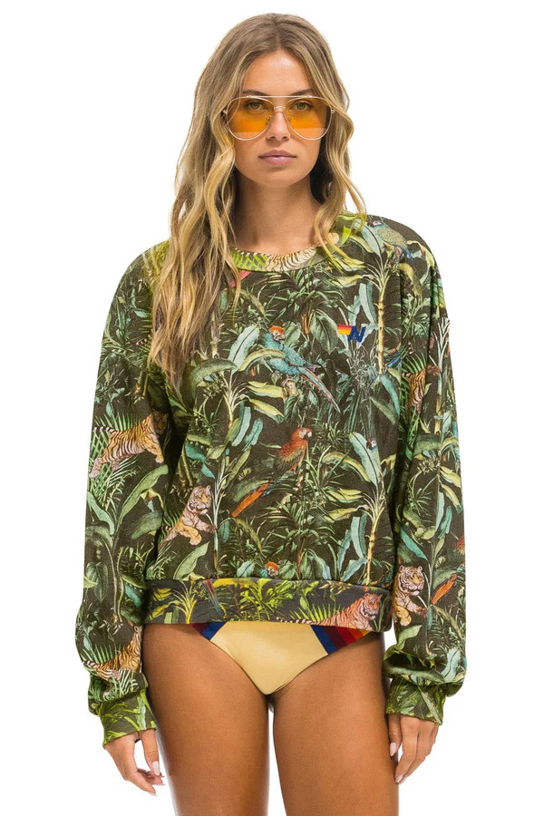 JUNGLE RELAXED CREW SWEATSHIRT - VINTAGE CHARCOAL | Aviator Nation