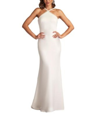 Tadashi Shoji Women's Sicily Pearl Trim Halter Gown - Macy's | Macy's
