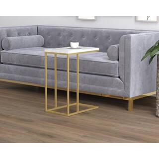 Accent Table Marble Gold Metal C-Shaped 19L | The Home Depot