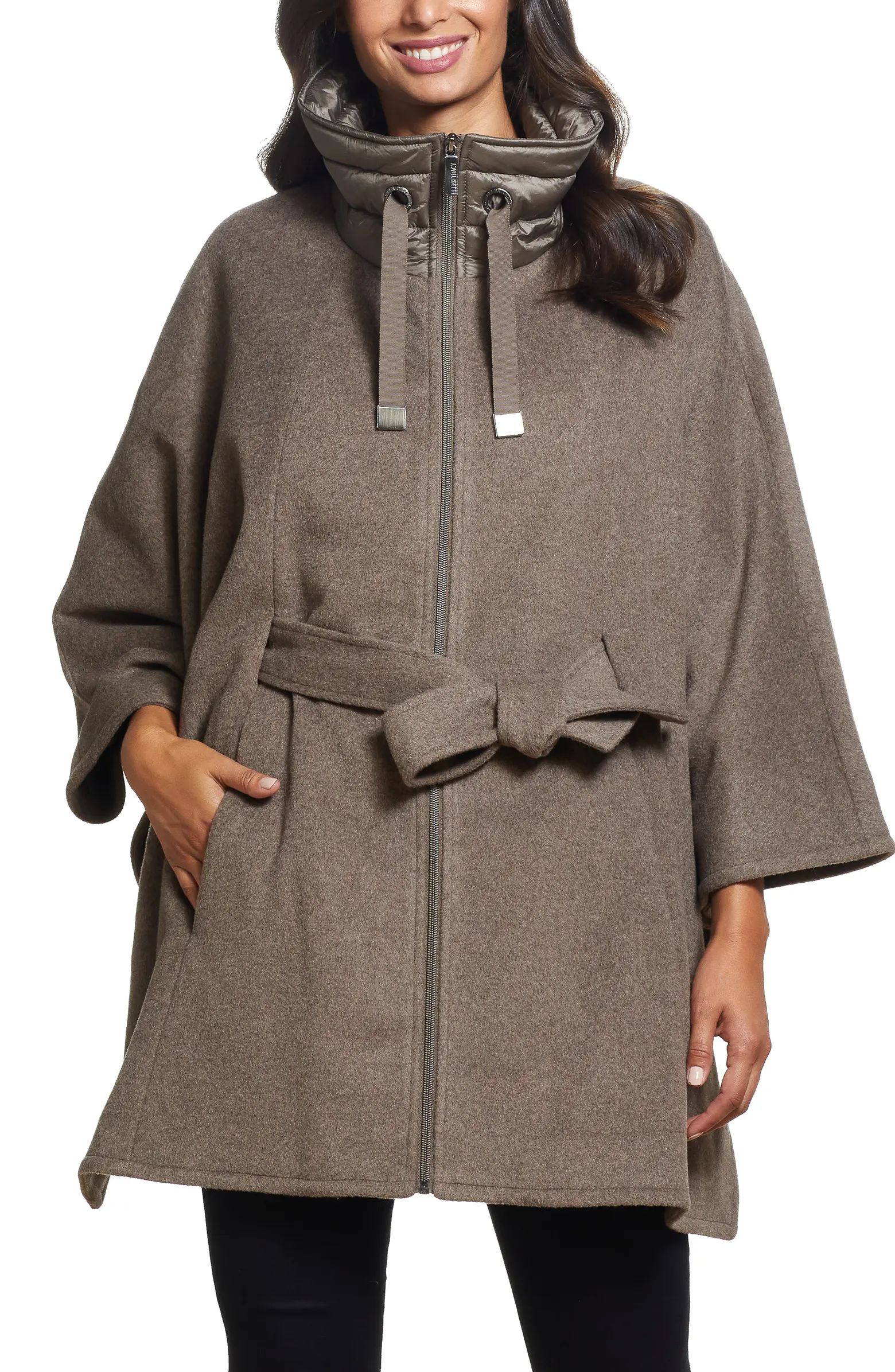 ELLEN TRACY Quilted Collar Wool Blend Cape | Nordstromrack | Nordstrom Rack