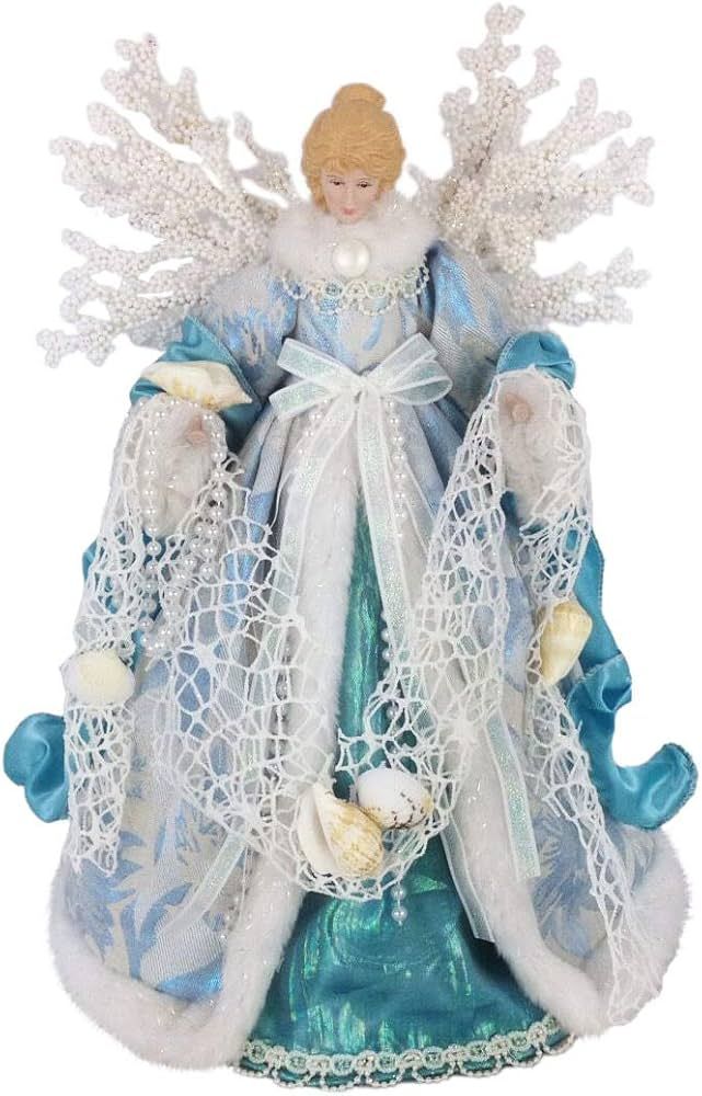 Windy Hill Collection 14" Inch Standing Aqua Angel Christmas Tree Topper or Table Top 148510 | Amazon (US)