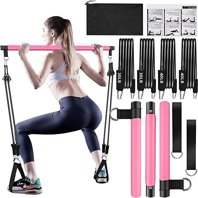 Amazon.com: Bbtops Pilates Bar Kit with Resistance Bands(4 x Resistance Bands),3-Section Pilates ... | Amazon (US)