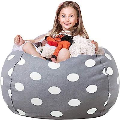 WEKAPO Stuffed Animal Storage Bean Bag Chair Cover for Kids | Stuffable Zipper Beanbag for Organi... | Amazon (US)