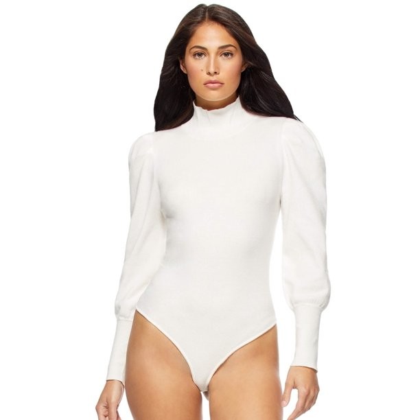 Sofia Jeans by Sofia Vergara Women's Thong Back Mockneck Sweater Bodysuit | Walmart (US)