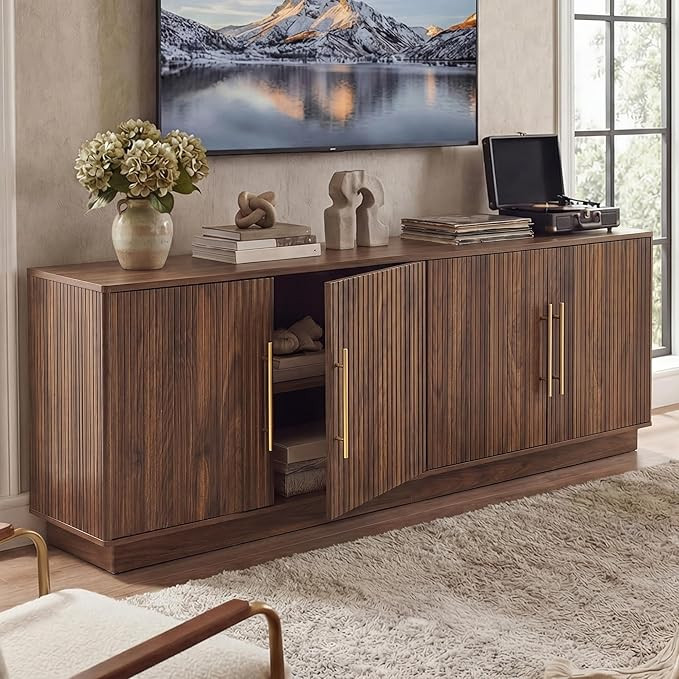 YITAHOME TV Stand for TVs up to 80 Inches, Media Console with 4 Fluted Doors, 70" Entertainment C... | Amazon (US)